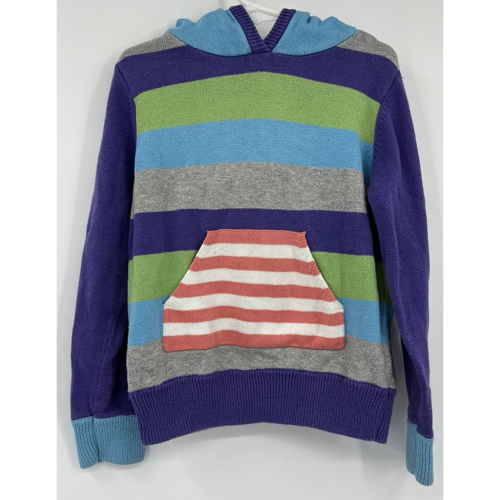 Hanna Andersson Girls Striped Hoodie Hooded Sweater Size 110 Cotton